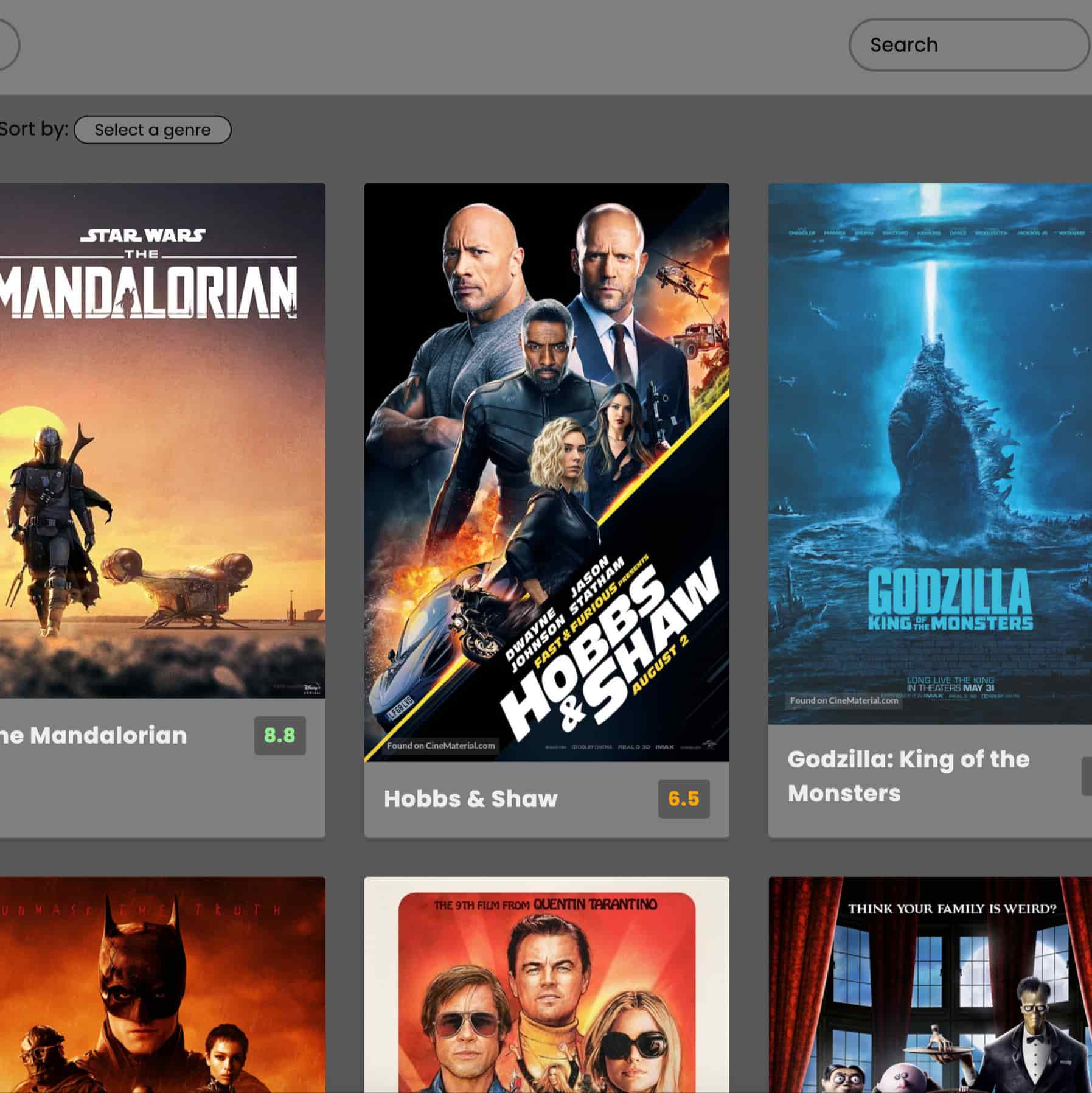 Movie website assignment with the schools API